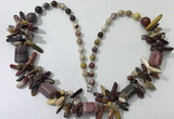 CGN309 27.5 inches chinese crystal & mookaite beaded necklaces