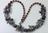 CGN310 27.5 inches chinese crystal & mixed gemstone beaded necklaces