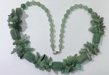 CGN312 27.5 inches chinese crystal & green aventurine beaded necklaces