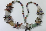 CGN318 27.5 inches chinese crystal & mixed gemstone beaded necklaces