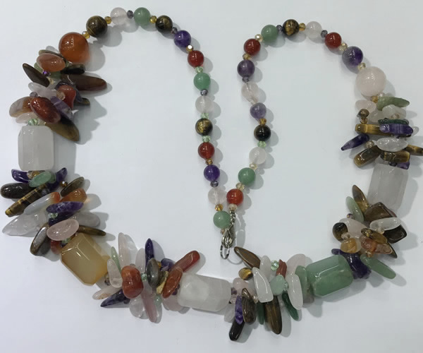 CGN318 27.5 inches chinese crystal & mixed gemstone beaded necklaces