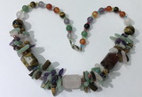 CGN332 20.5 inches chinese crystal & mixed gemstone beaded necklaces