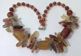 CGN338 20.5 inches chinese crystal & red agate beaded necklaces