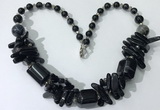 CGN339 20.5 inches chinese crystal & black agate beaded necklaces