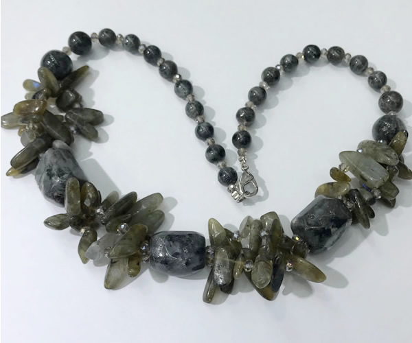 CGN342 20.5 inches chinese crystal & labradorite beaded necklaces