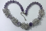 CGN351 19.5 inches chinese crystal & light amethyst beaded necklaces