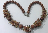 CGN359 19.5 inches chinese crystal & goldstone beaded necklaces