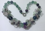 CGN371 19.5 inches round & chips fluorite beaded necklaces