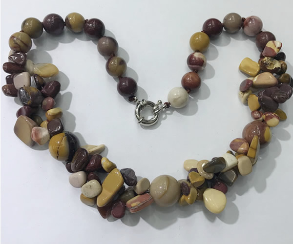 CGN374 19.5 inches round & chips mookaite beaded necklaces