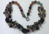 CGN376 19.5 inches round & chips mixed gemstone beaded necklaces