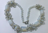 CGN388 23 inches chinese crystal & opal beaded necklaces