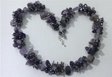 CGN403 19.5 inches chinese crystal & amethyst chips beaded necklaces