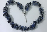 CGN412 19.5 inches chinese crystal & black agate chips beaded necklaces