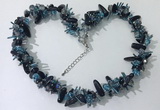 CGN413 19.5 inches chinese crystal & black agate chips beaded necklaces