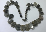 CGN431 20 inches freeform labradorite gemstone beaded necklaces