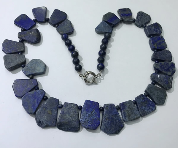 CGN432 20 inches freeform lapis lazuli gemstone beaded necklaces