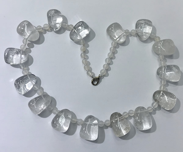 CGN440 21.5 inches freeform white crystal gemstone beaded necklaces