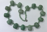 CGN442 21.5 inches freeform green aventurine beaded necklaces