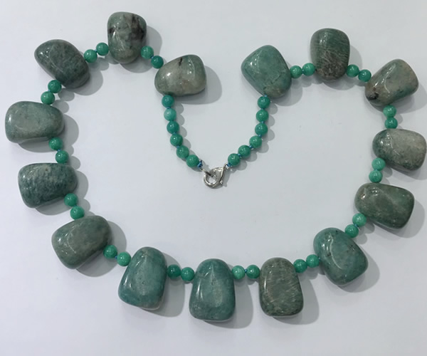 CGN443 21.5 inches freeform amazonite beaded necklaces