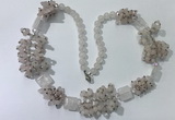 CGN450 25.5 inches chinese crystal & rose quartz beaded necklaces