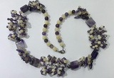 CGN451 25.5 inches chinese crystal & mixed gemstone beaded necklaces