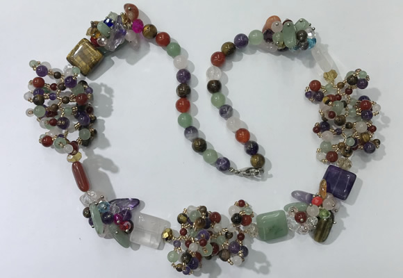 CGN452 25.5 inches chinese crystal & mixed gemstone beaded necklaces