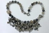 CGN475 21.5 inches chinese crystal & striped agate beaded necklaces