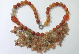 CGN480 21.5 inches chinese crystal & striped agate beaded necklaces