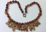 CGN481 21.5 inches chinese crystal & striped agate beaded necklaces