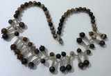 CGN496 21 inches chinese crystal & striped agate beaded necklaces