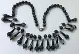 CGN497 21 inches chinese crystal & striped agate beaded necklaces