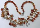 CGN499 21 inches chinese crystal & striped agate beaded necklaces