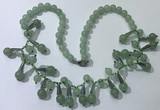 CGN501 21 inches chinese crystal & green aventurine beaded necklaces