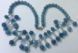 CGN502 21 inches chinese crystal & blue sponge quartz beaded necklaces