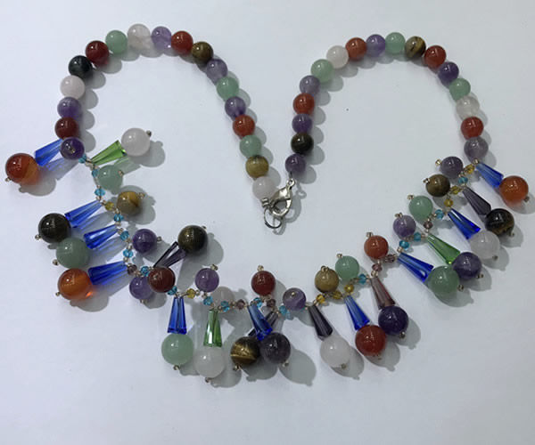 CGN507 21 inches chinese crystal & mixed gemstone beaded necklaces