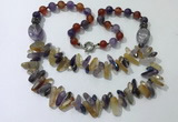 CGN519 23.5 inches chinese crystal & mixed gemstone beaded necklaces