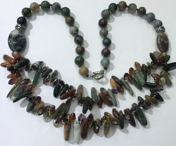 CGN522 23.5 inches chinese crystal & Indian agate beaded necklaces