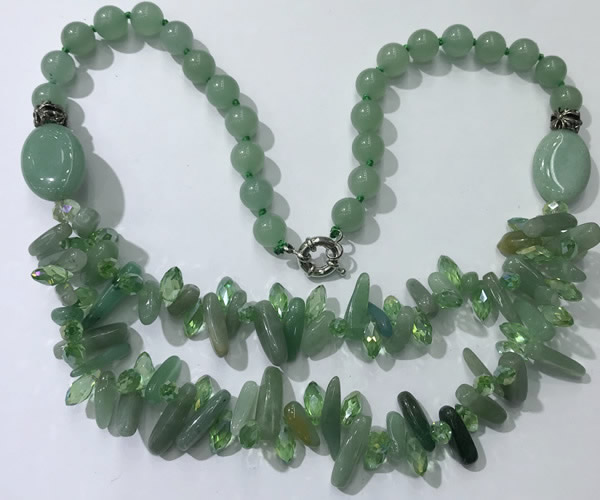 CGN524 23.5 inches chinese crystal & green aventurine beaded necklaces