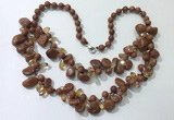 CGN532 19.5 inches chinese crystal & goldstone beaded necklaces