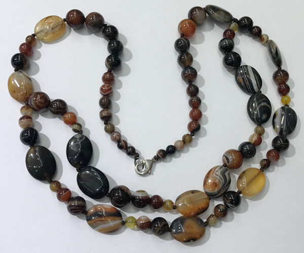 CGN549 23.5 inches striped agate gemstone beaded necklaces