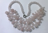 CGN555 19.5 inches stylish 4mm - 12mm rose quartz beaded necklaces