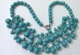 CGN559 19.5 inches stylish 4mm - 12mm imitation turquoise beaded necklaces