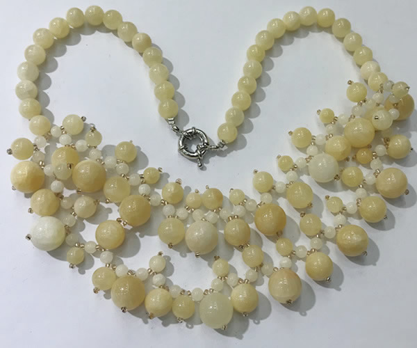 CGN561 19.5 inches stylish 4mm - 12mm yellow jade beaded necklaces