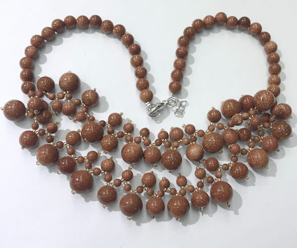 CGN562 19.5 inches stylish 4mm - 12mm goldstone beaded necklaces