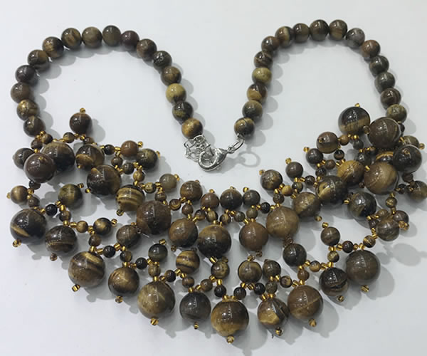 CGN565 19.5 inches stylish 4mm - 12mm yellow tiger eye beaded necklaces