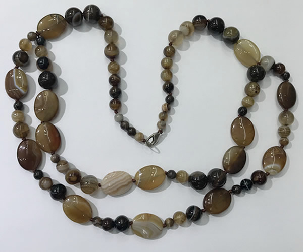 CGN581 23.5 inches striped agate gemstone beaded necklaces