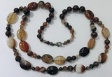 CGN582 23.5 inches striped agate gemstone beaded necklaces