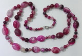 CGN584 23.5 inches striped agate gemstone beaded necklaces