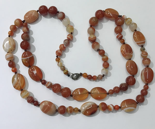 CGN586 23.5 inches striped agate gemstone beaded necklaces