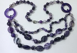 CGN597 23.5 inches striped agate gemstone beaded necklaces